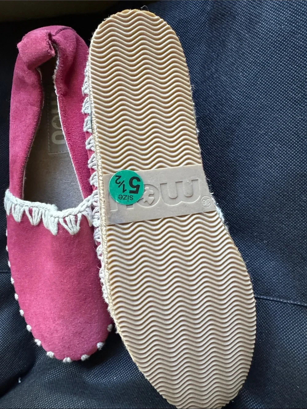 Mou Red Espadrille Slip-On with Embroidered Accent